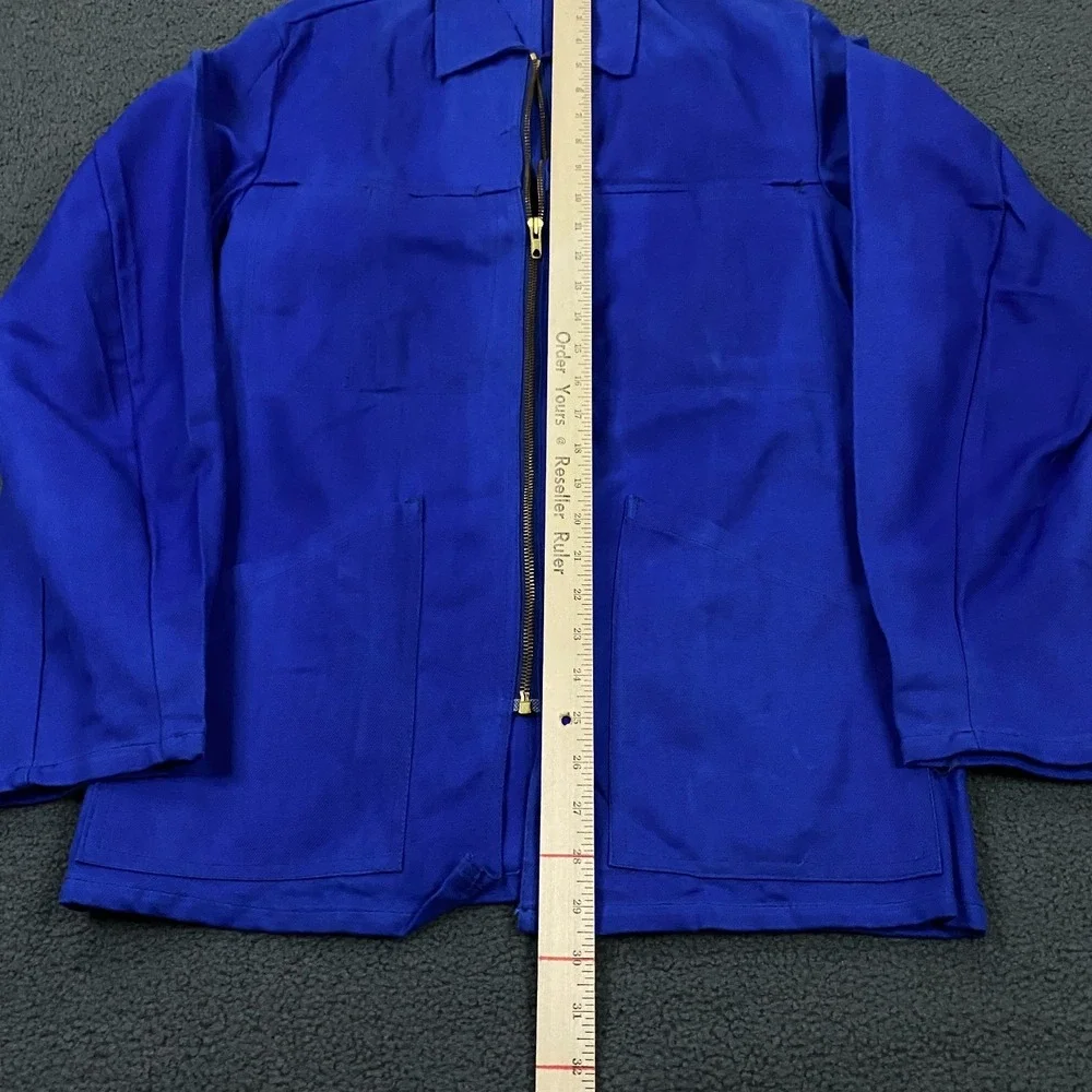 Vintage French Workwear Jacket FITS Mens Small Blue Chore Cotton Eclair Zipper